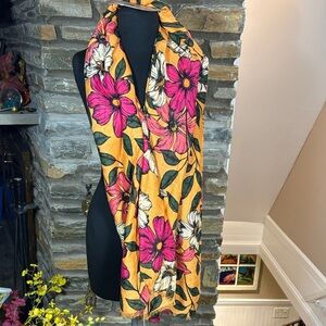 NWT Fable England Floral Scarf with Pink and Orange Accents